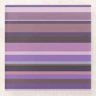 Mauve horizontal stripes glass coaster