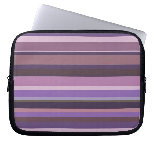 Mauve horizontal stripes laptop sleeve (Front)