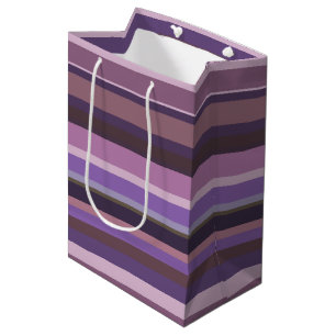Mauve horizontal stripes medium gift bag