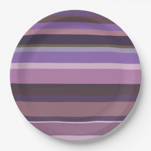 Mauve horizontal stripes paper plate