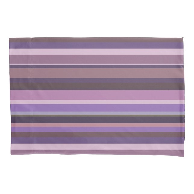 Mauve horizontal stripes pillowcase (Front)