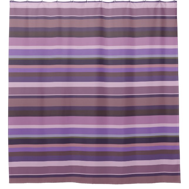 Mauve horizontal stripes shower curtain (Front)