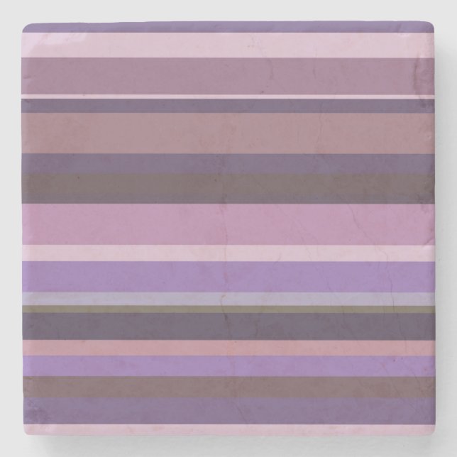 Mauve horizontal stripes stone coaster (Front)