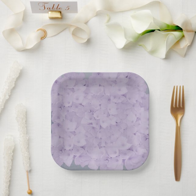 Mauve Hydrangeas Paper Plates (Wedding)