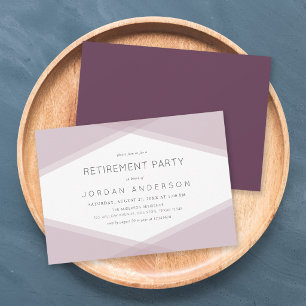 Mauve Layer Geometric Dark Purple Retirement Party Invitation