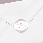 Mauve Layered Geometric Wedding Classic Round Sticker<br><div class="desc">This modern wedding sticker features a mauve layered geometric design on the front featuring the names of the wedding couple. Check out other matching wedding items https://www.zazzle.com/collections/mauve_layered_geometric_dark_purple_wedding-119712420789591185?rf=238364477188679314&tc=rc . Personalise it by replacing the placeholder text. For more options such as to change the font, it's size and spacing between letters click...</div>
