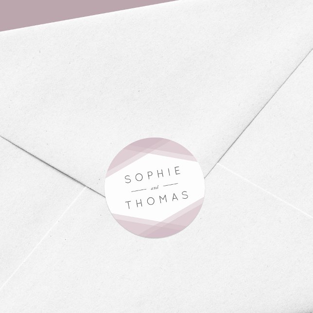 Mauve Layered Geometric Wedding Classic Round Sticker (Creator Uploaded)