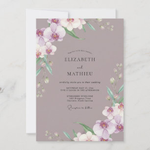 Mauve Lilac Orchid Wedding Invitation