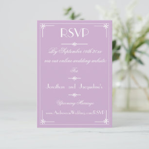 Mauve Lilac Wedding Elegant White Script RSVP Card