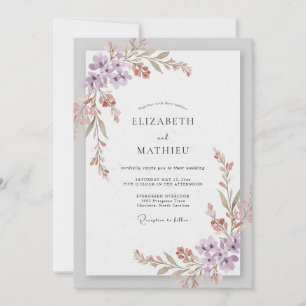 Mauve Lilac Wildflower Wedding Invitation