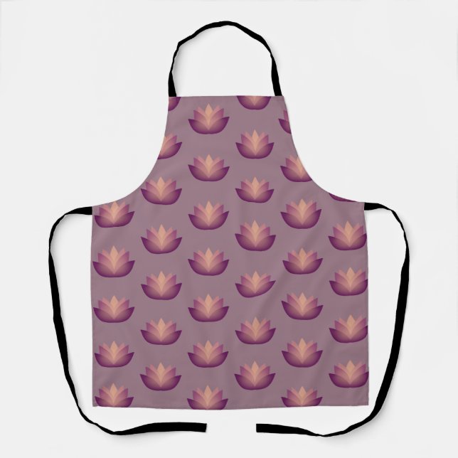 Mauve Lotus Flower design Apron (Front)