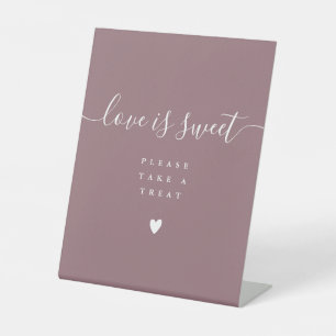 Mauve Love Is Sweet Take A Treat Favour Pedestal Sign