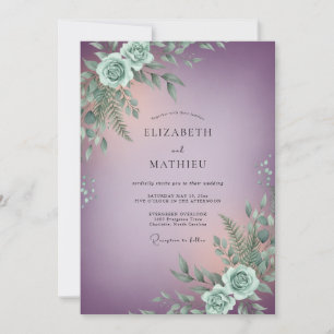 Mauve Luminous Botanical Wedding Invitation