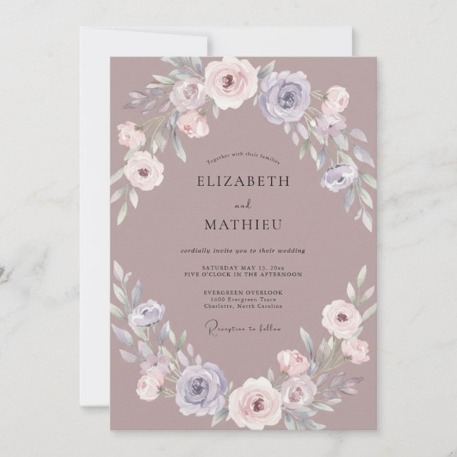 Mauve Luminous Spring Wedding Invitation (Front)