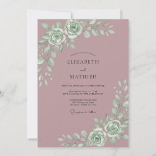 Mauve Majestic Rose Wedding Invitation
