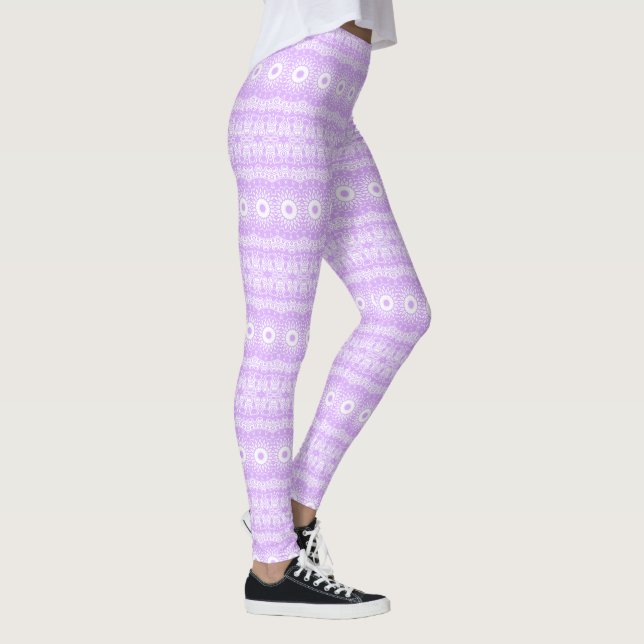 Mauve Mandala Geometric Pattern Leggings (Right)