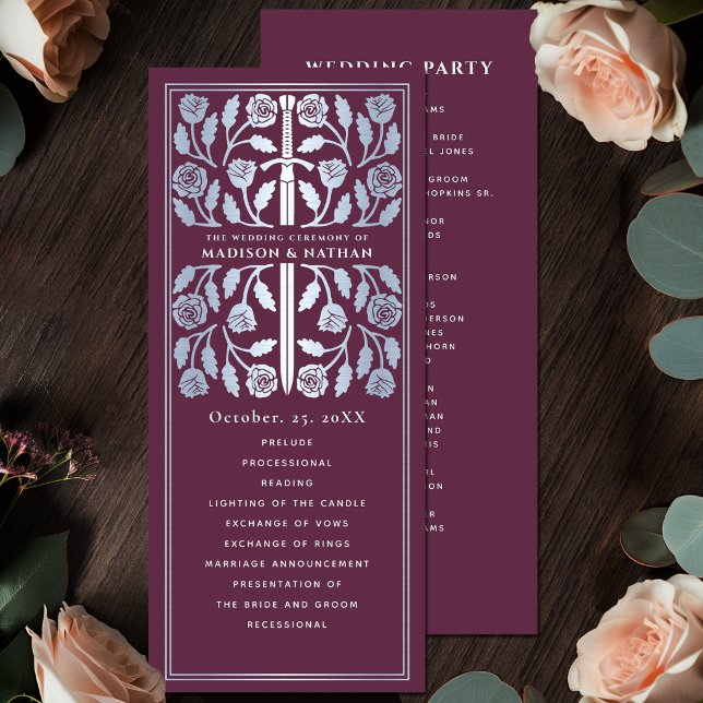 Mauve Mediaeval Silver Sword Royal Wedding Programme (Creator Uploaded)