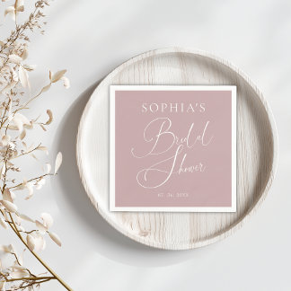 Mauve Minimalist Elegant  Bridal Shower Napkin