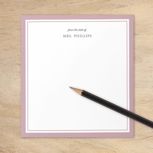Mauve Minimalist Monogram Teacher Gift Notepad (Creator Uploaded)