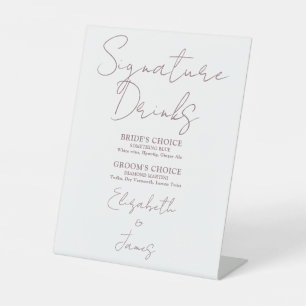 Mauve Minimalist Script Signature Drinks Pedestal Sign