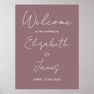 Mauve Minimalist Script Wedding Welcome Sign