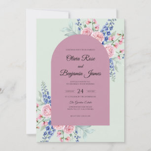 Mauve Mint Bouquet Eucalyptus Wedding Invitation