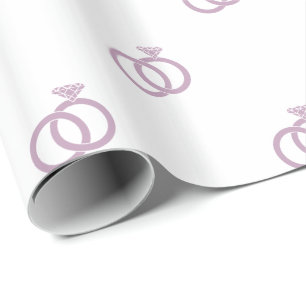 Mauve Mist Purple Wedding Rings on White Wrapping Paper