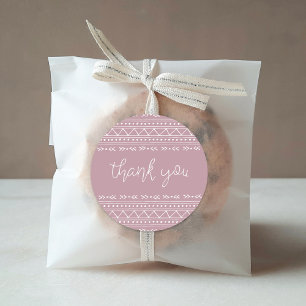 Mauve Modern Boho Thank You Classic Round Sticker