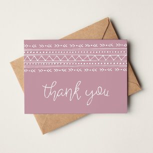 Mauve Modern Boho Thank You Note Card
