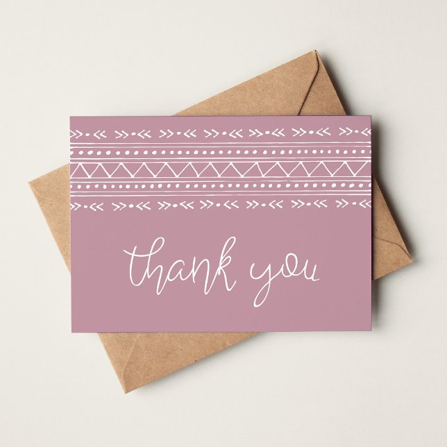 Mauve Modern Boho Thank You Note Card (Creator Uploaded)