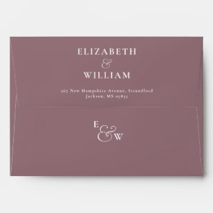 Mauve Modern Monogram Return Address Envelope