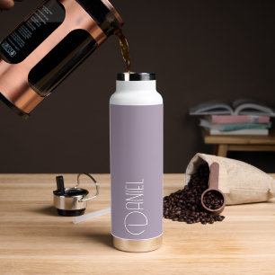 Mauve Modern Typography Personalised Water Bottle