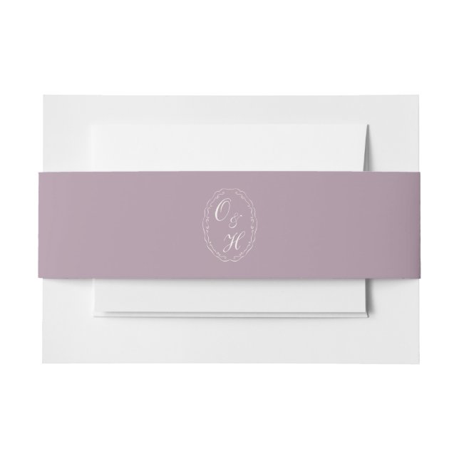 Mauve Monogram Wedding Belly Band Invitation Belly Band (Front Example)