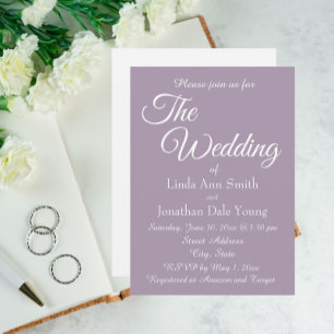 Mauve Monotone Simple Style Wedding Invitation
