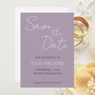 Mauve Monotone Simple Style Wedding Save The Date