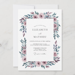 Mauve Moody Romantic Wedding Invitation