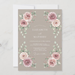Mauve Moody Rustic Wedding Invitation