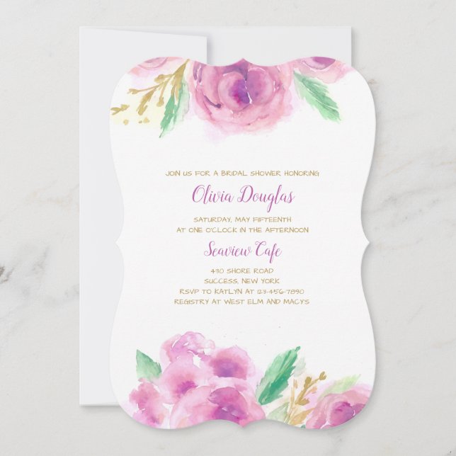 Mauve Morning Floral Invitation (Front)