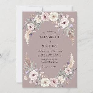 Mauve Muted Bohemian Wedding Invitation