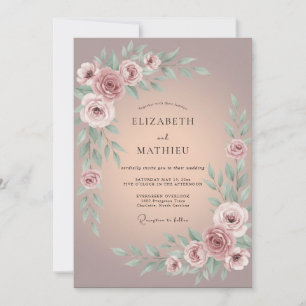 Mauve Muted Botanical Wedding Invitation