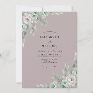 Mauve Muted Eucalyptus Wedding Invitation