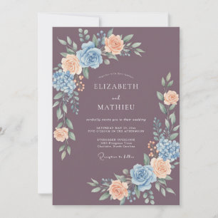 Mauve Muted Spring Rose Wedding Invitation