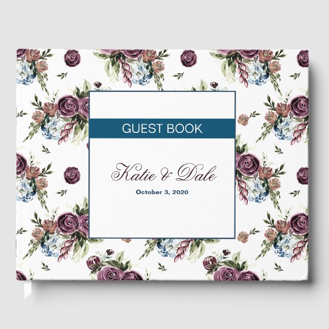 Mauve & Olive Customisable Guest Book (Front)