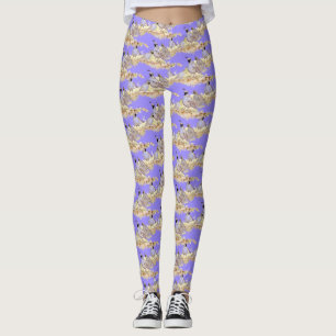 Mauve or Purple Colour California Quail Birds Leggings