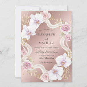Mauve Orchid Ribbon Wedding Invitation
