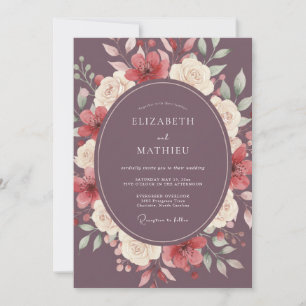 Mauve Ornate Autumnal Wedding Invitation