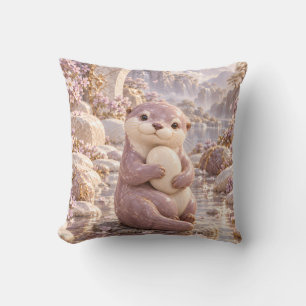 Mauve Otter Pearl Pebble Enchanted Blossom Lake Cushion
