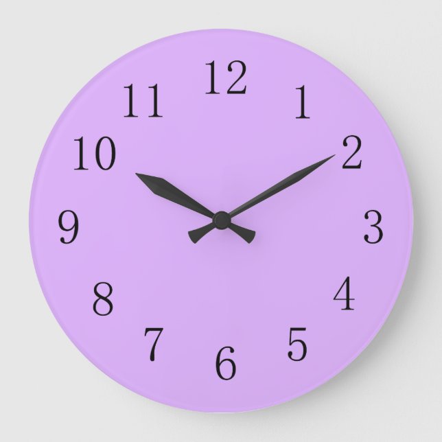Mauve Pale Purple Solid Colour Large Clock (Front)