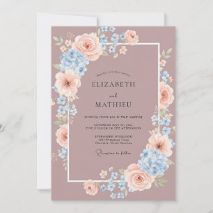 Mauve Peaceful Spring Wedding Invitation