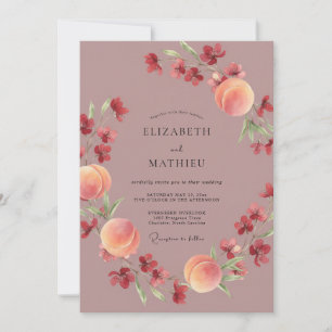 Mauve Peachy Blossom Romantic Wedding Invitation